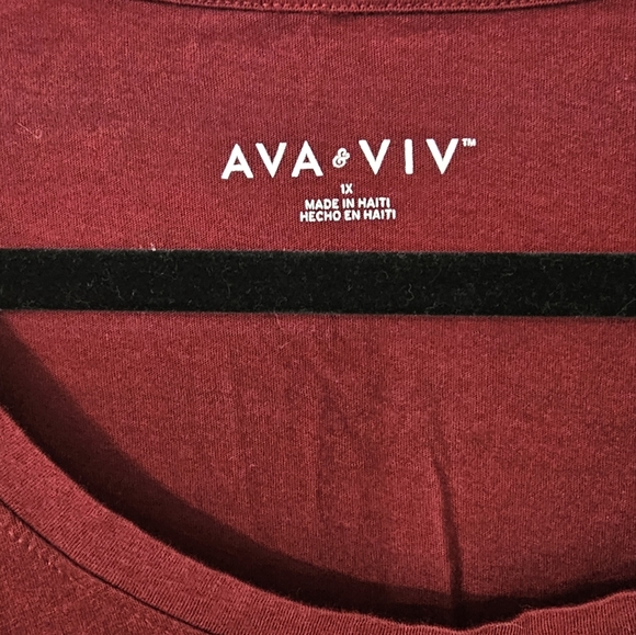 Ava & Viv long sleeve blouse 1 X Maroon NWT - Picture 4 of 5